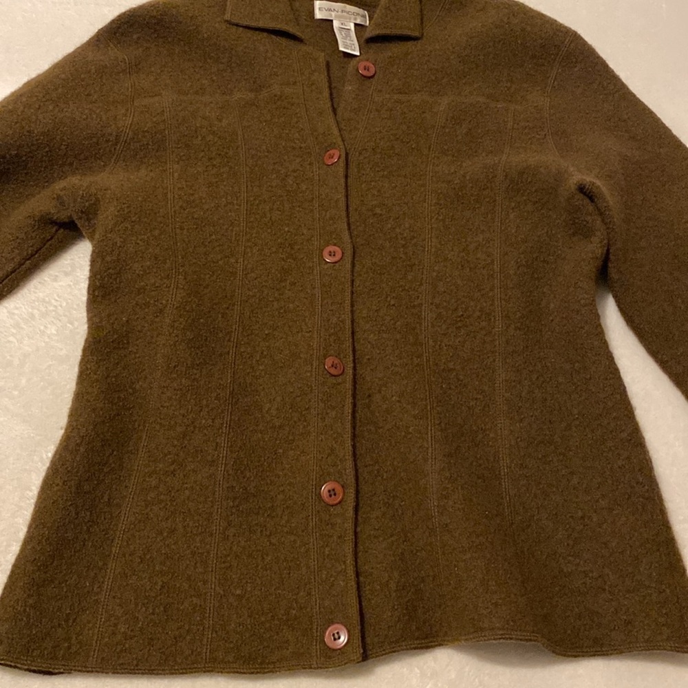 Vintage 100% Wool Evan-Picone Jacket. Pine Green w/Brown Buttons. XL-fits like L - Picture 5 of 13